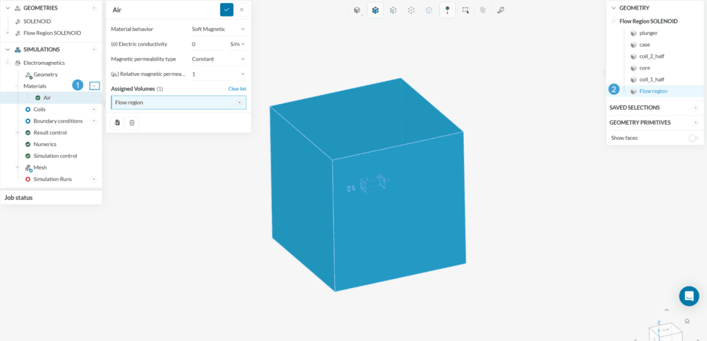 air material definition electromagnetics simulation in simscale