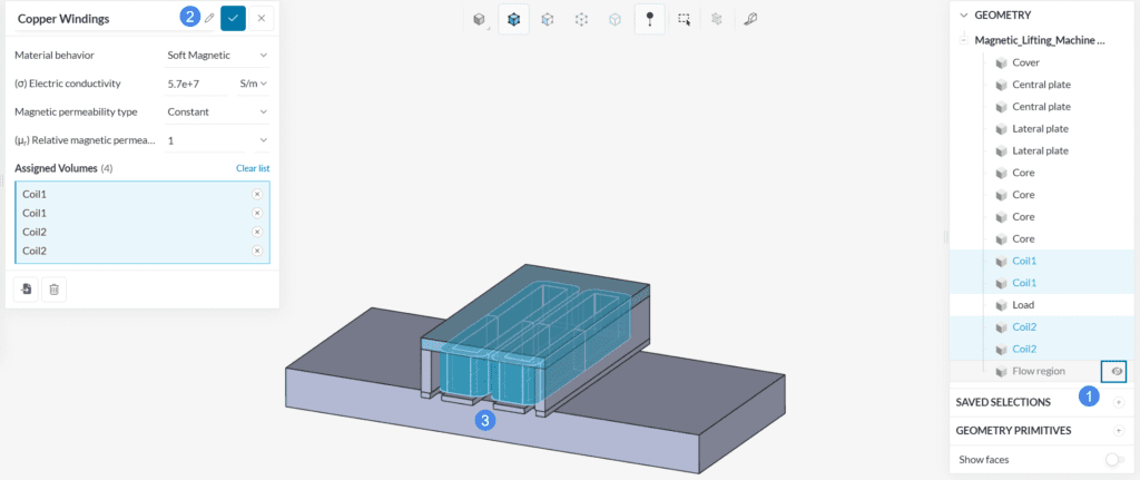 assigning copper material to coils