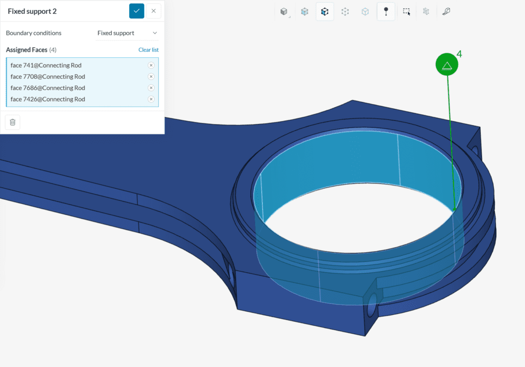 fixed support boundary condition connecting rod tutorial