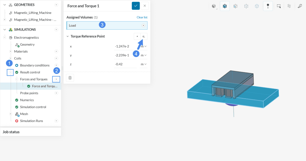 forces and moments result control for emag simulations