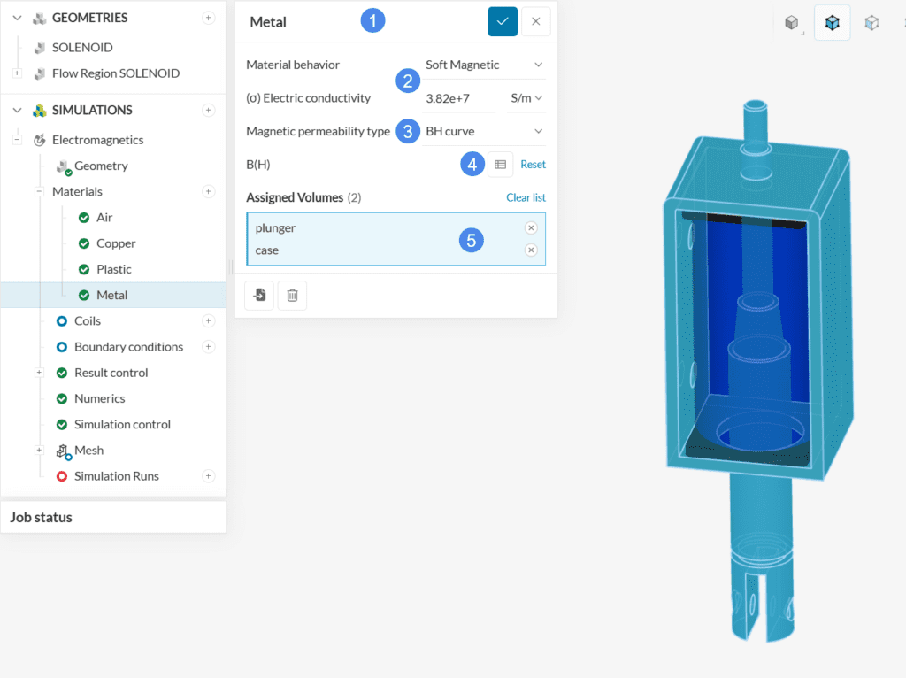 bh curve definition in simscale emag