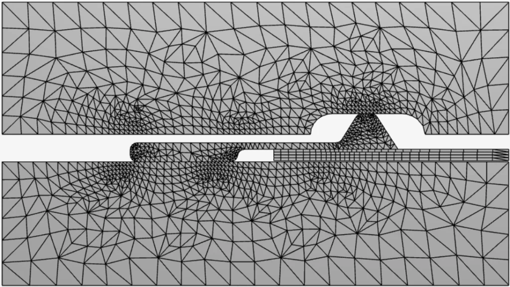 meshed model of the seal when touching upper plate