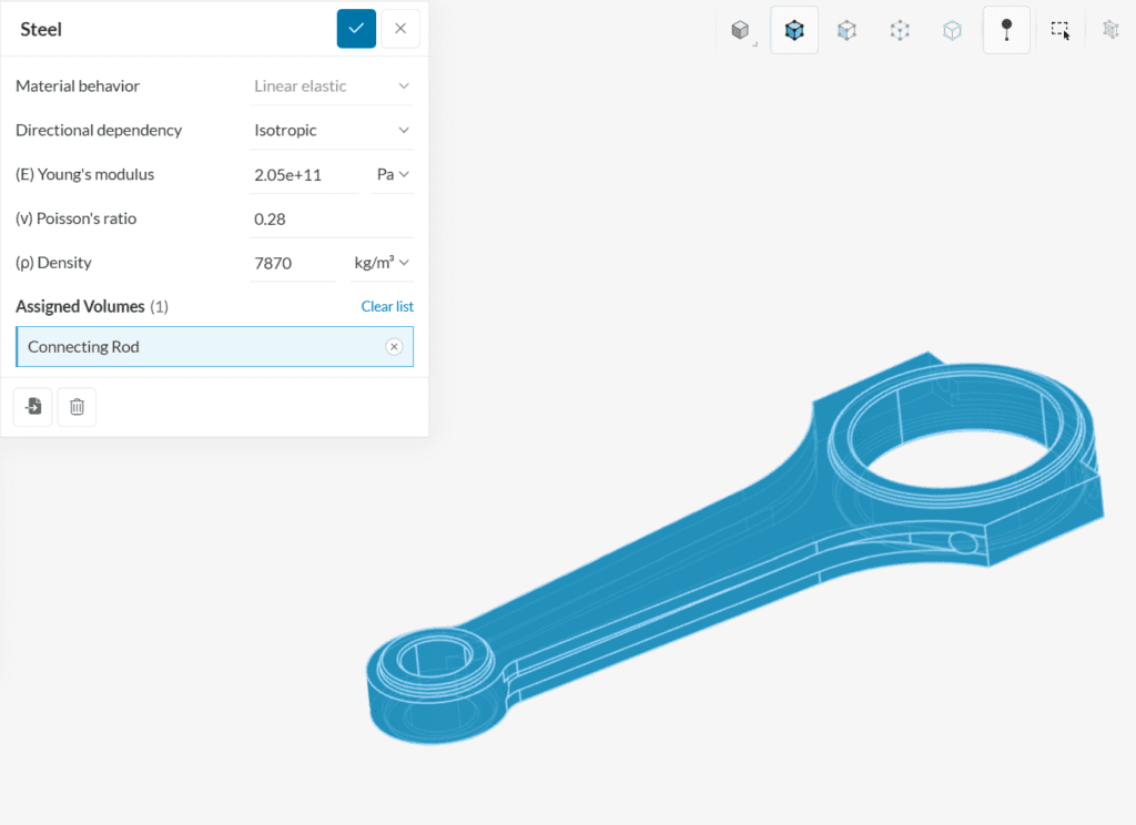 steel material assignment static analysis