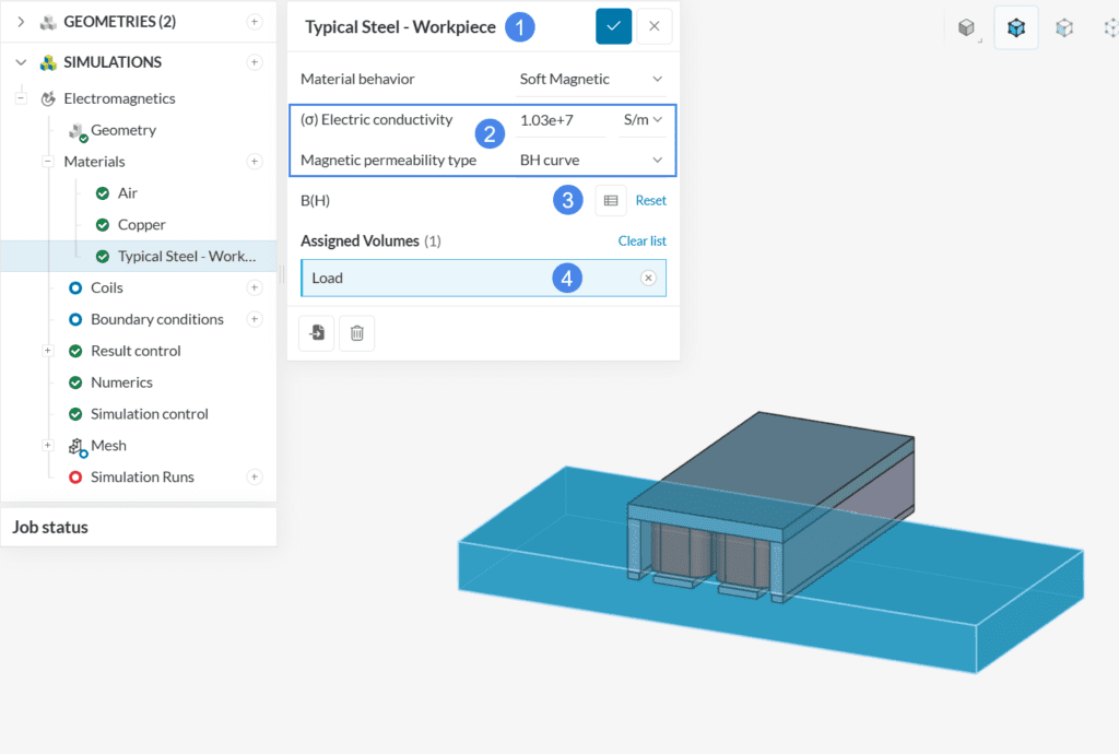 steel material assignment in electromagnetics