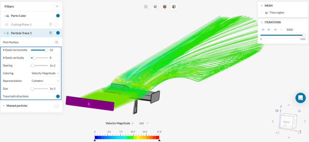 particle trace settings