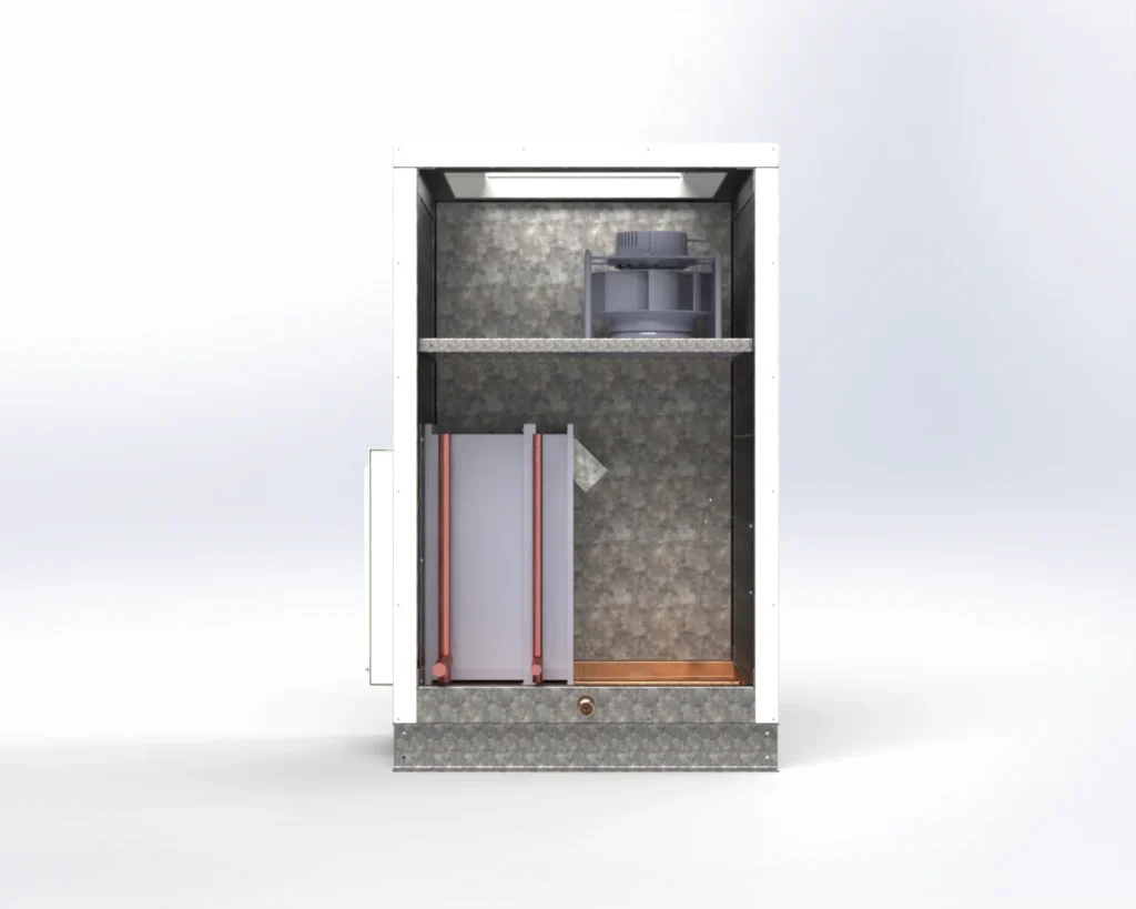 Cross sectional inside view of the Terra V air handling unit by Oxygen8