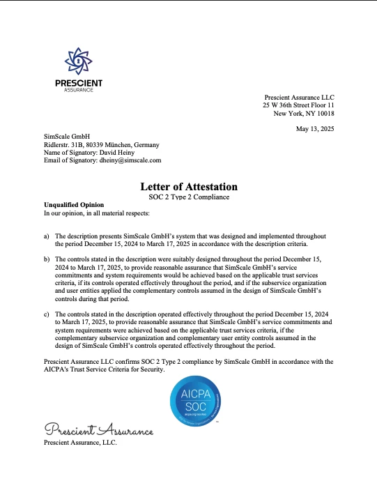 SOC2 Type II Attestation Preview for SimScale