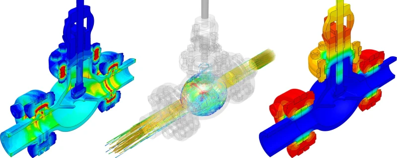 Cutaway of valve simulation with flowlines