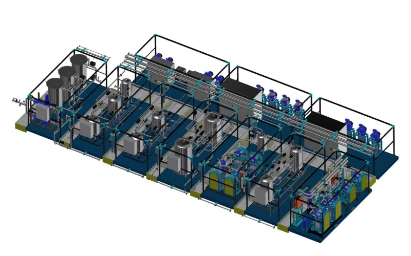 A typical BioLNG plant assembly used to convert biogas into bioLNG
(methane) or bioCO2