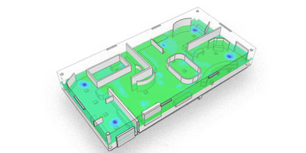 HVAC simulation in an exhibit hall