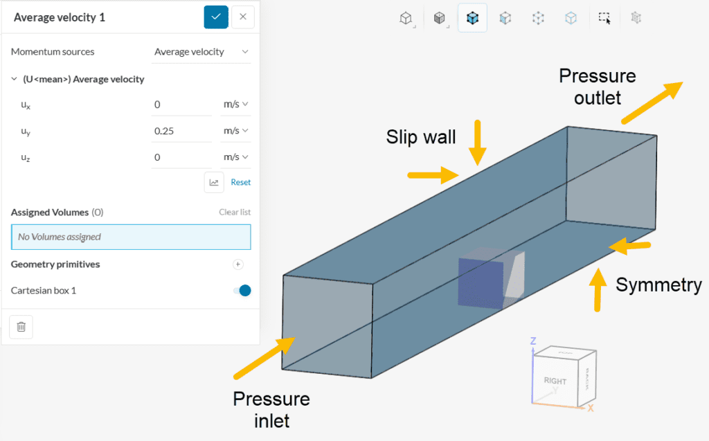 momentum source assignment using cartesian box