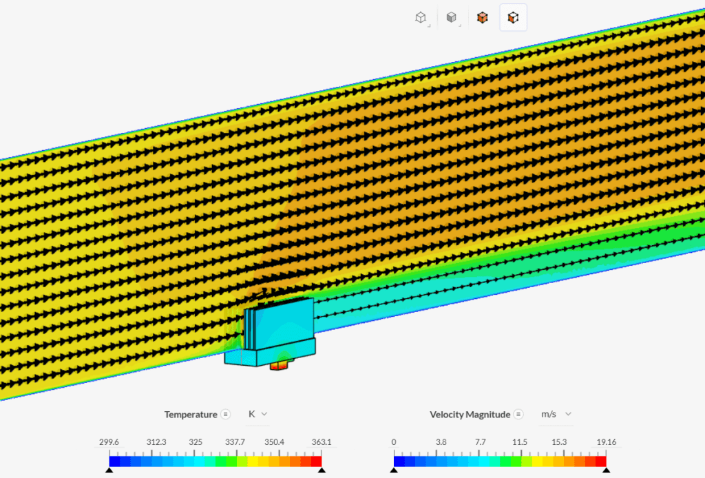 conjugate heat transfer validation  Heat Sink Velocity Temperature V = 13.7