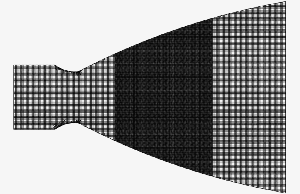 cartesian mesh on normal shock flow converging-diverging nozzle