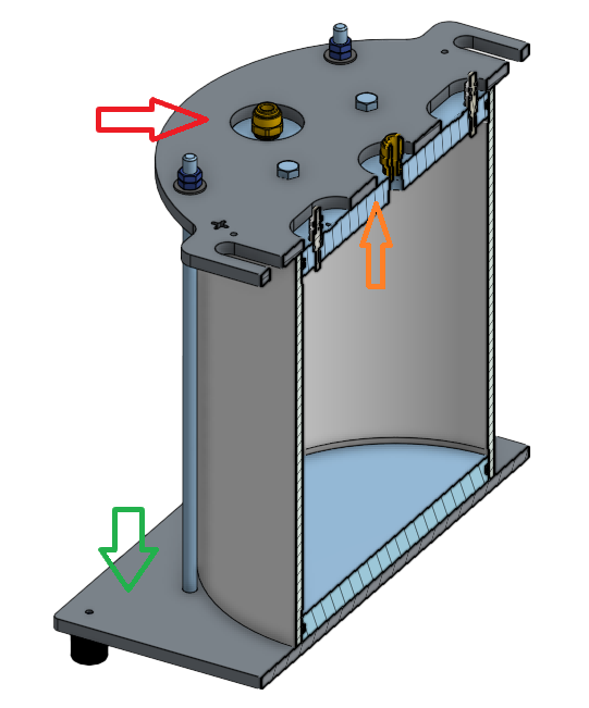 Cross section of water filtration unit