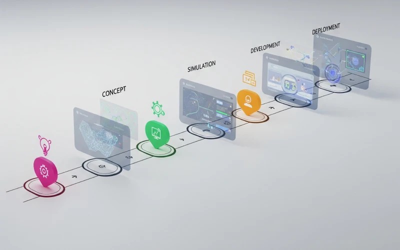 Roadmap from concept to deployment with simulation overlays