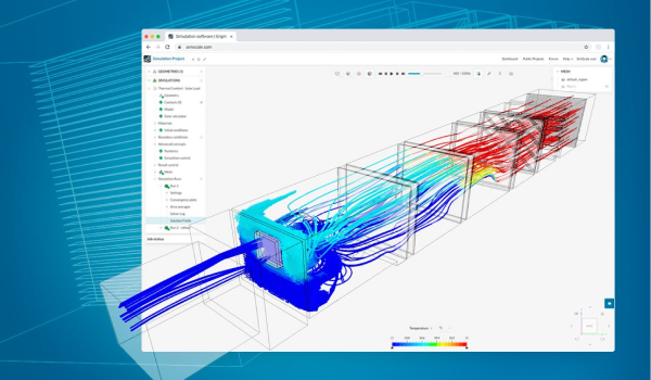 SimScale HVAC simulation software emphasized and running in a web browser