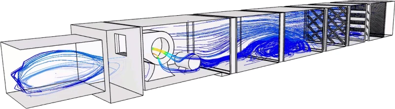 Visualization of airflow simulation in a building HVAC system