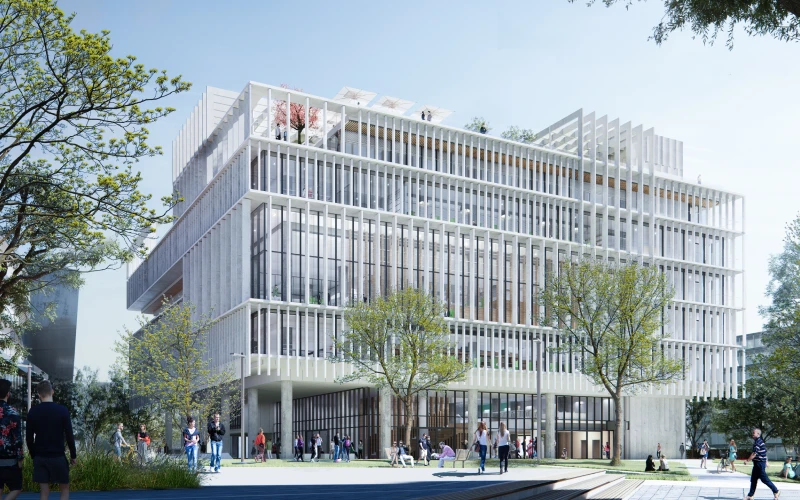 Rendering of the University Library (center building)