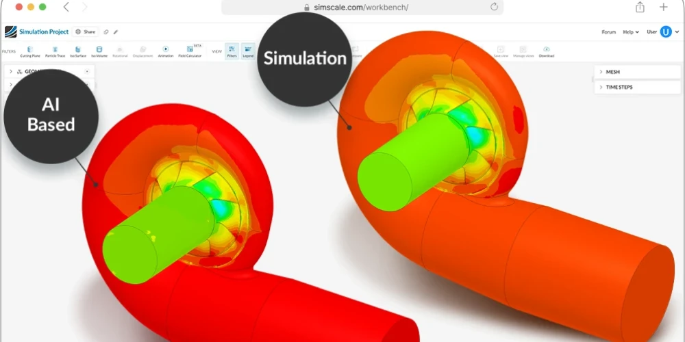 SimScale simulation images showing the benefits of AI simulation