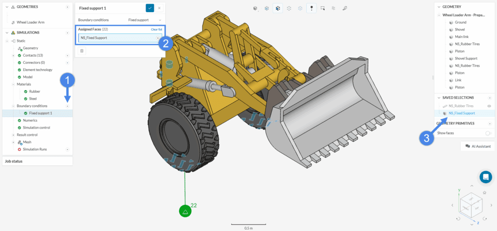Wheel Loader Arm Design Examples Tutorial: Linear Static Analysis of a Wheel Loader Arm | SimScale