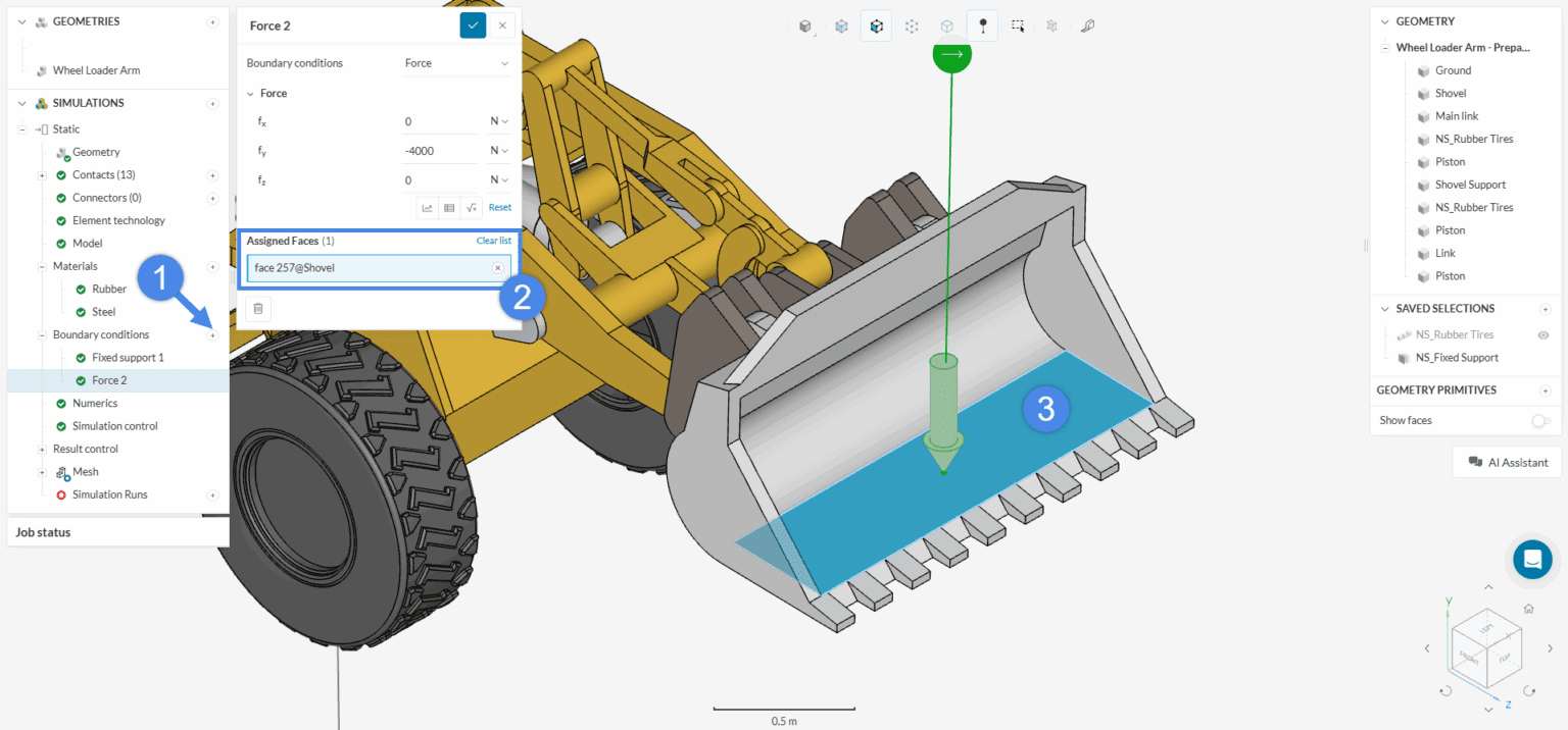 Tutorial: Linear Static Analysis of a Wheel Loader Arm | SimScale