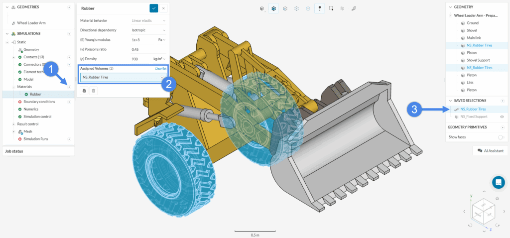 Wheel Loader Arm Design Examples Tutorial: Linear Static Analysis of a Wheel Loader Arm | SimScale