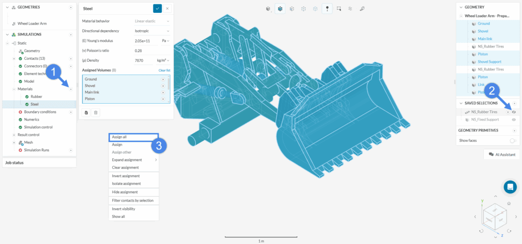 Wheel Loader Arm Design Examples Tutorial: Linear Static Analysis of a Wheel Loader Arm | SimScale