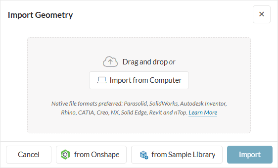 how to import directly from onshape to simscale