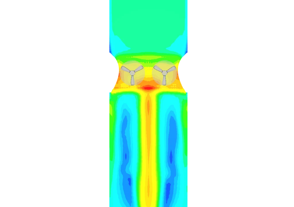 Flow simulation around an Emrgy vertical axis turbine