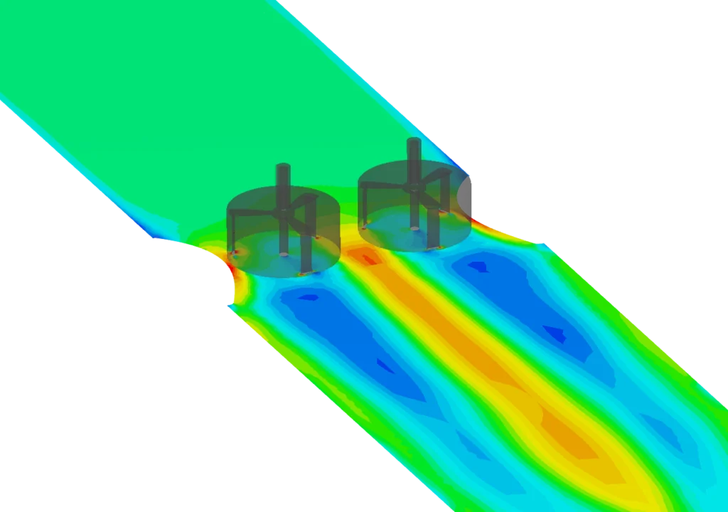 Flow simulation around an Emrgy vertical axis turbine