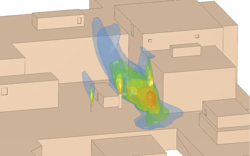 Iso-volumes showing gas concentration