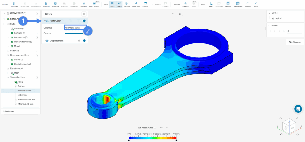 stress part coloring connecting rod simscale online post processor