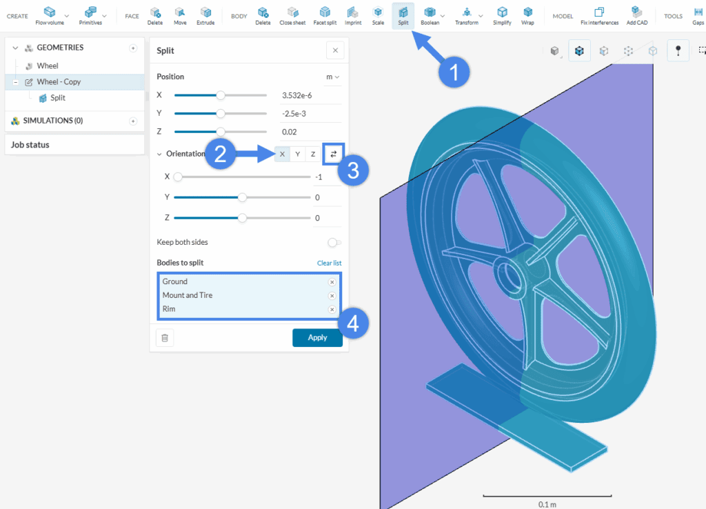 split geometry in half simscale wheel