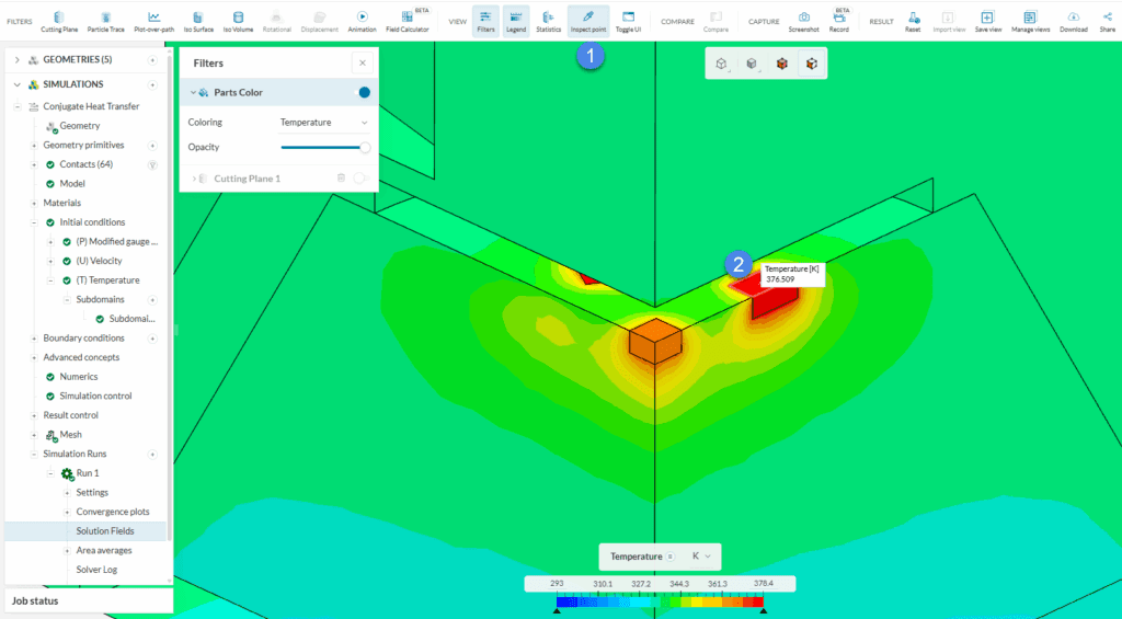Temperature distribution from chips