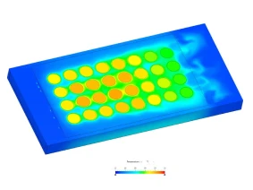 Conjugate heat transfer simulation in a battery pack