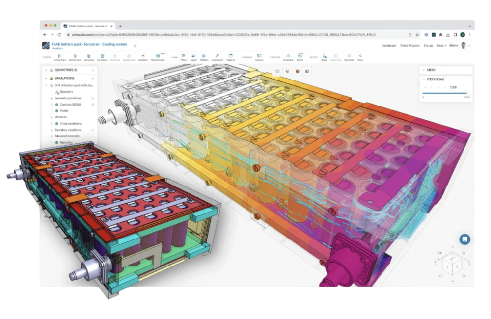 SimScale Battery Simulation software in action