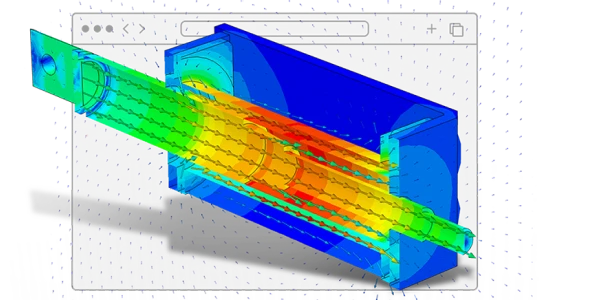 magnetic flux density simulation of a solenoid