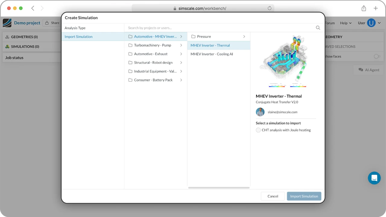 Reusable Templates demonstration within SimScale