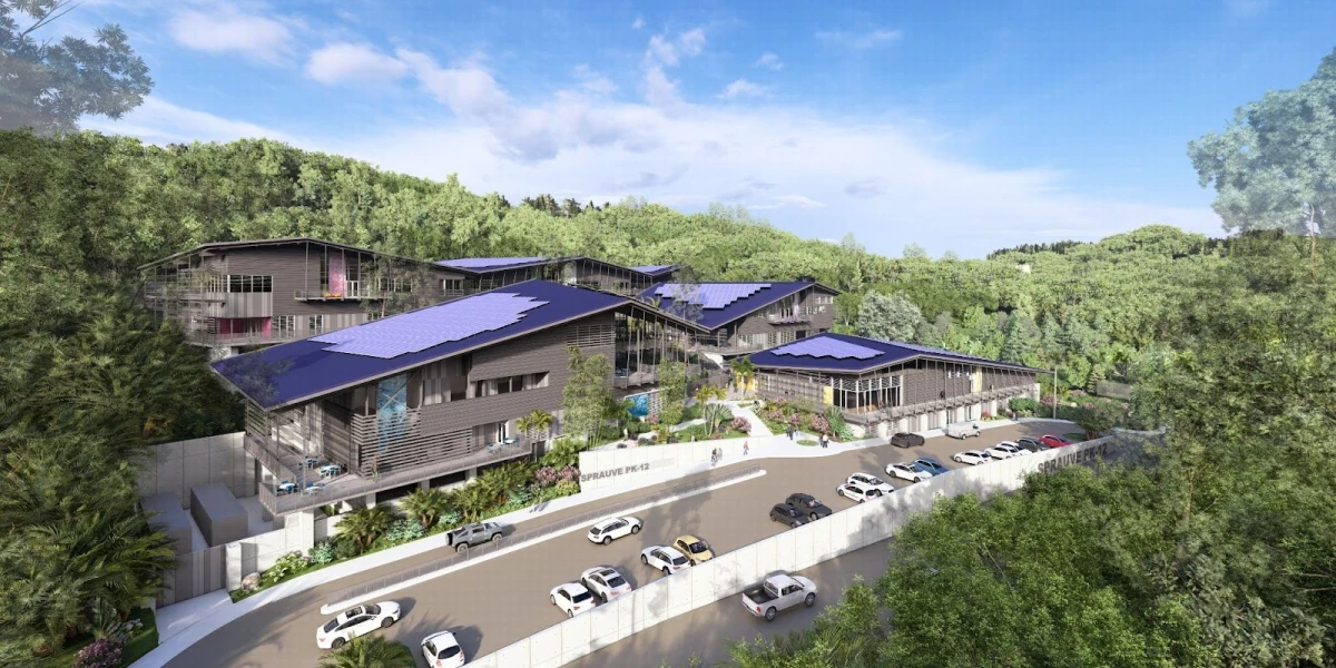 Architectural rendering of the new Sprauve PK-12 School