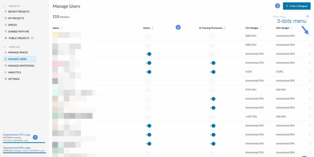 managing users admin simscale