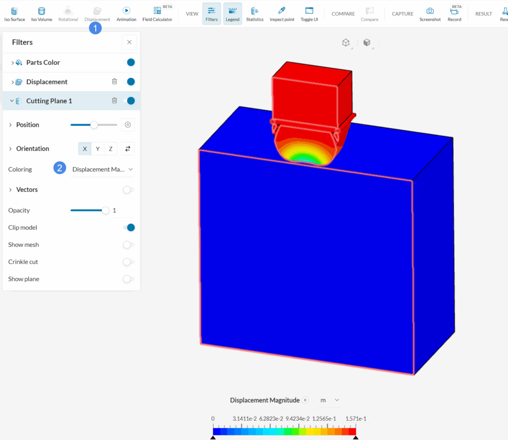 displacement evaluation in simscale