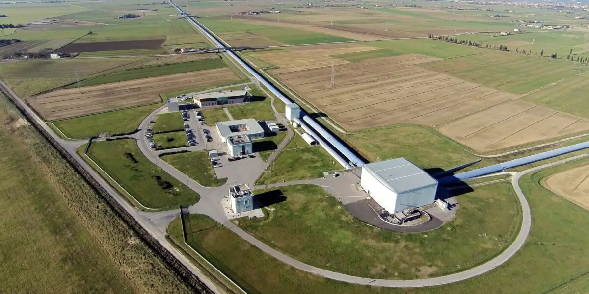 Aerial view of the Virgo interferometer