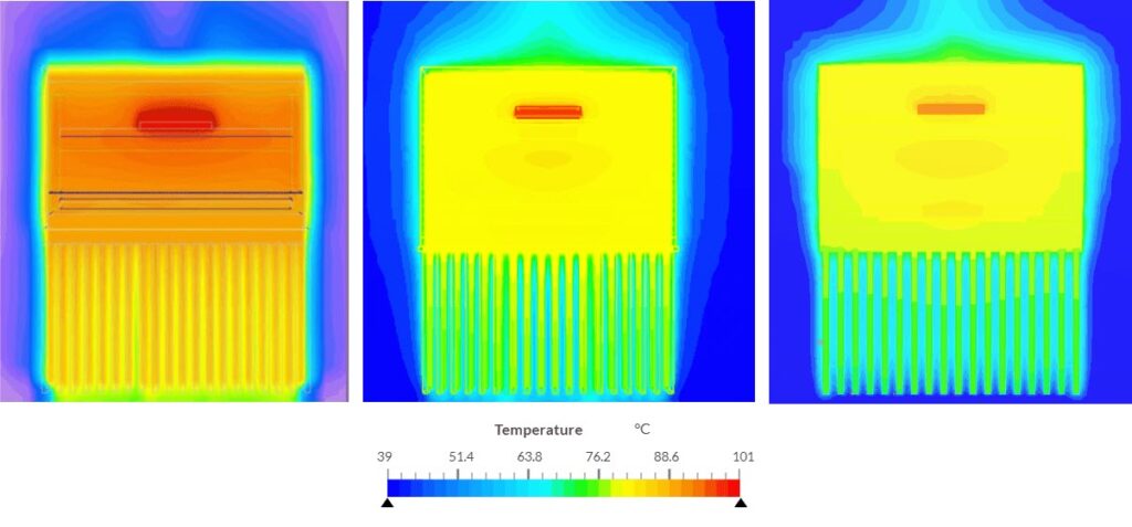 Comparison of cross-section 1 between FloTHERM; CHT IBM and CHT