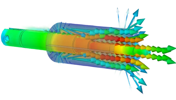 magnetic flux density result of a solenoid simulation