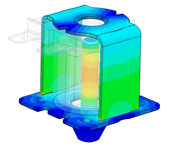 results of the thermal simulation of a solenoid