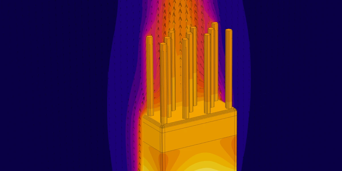 Thermal plume and interaction with the aluminium heatsink pins