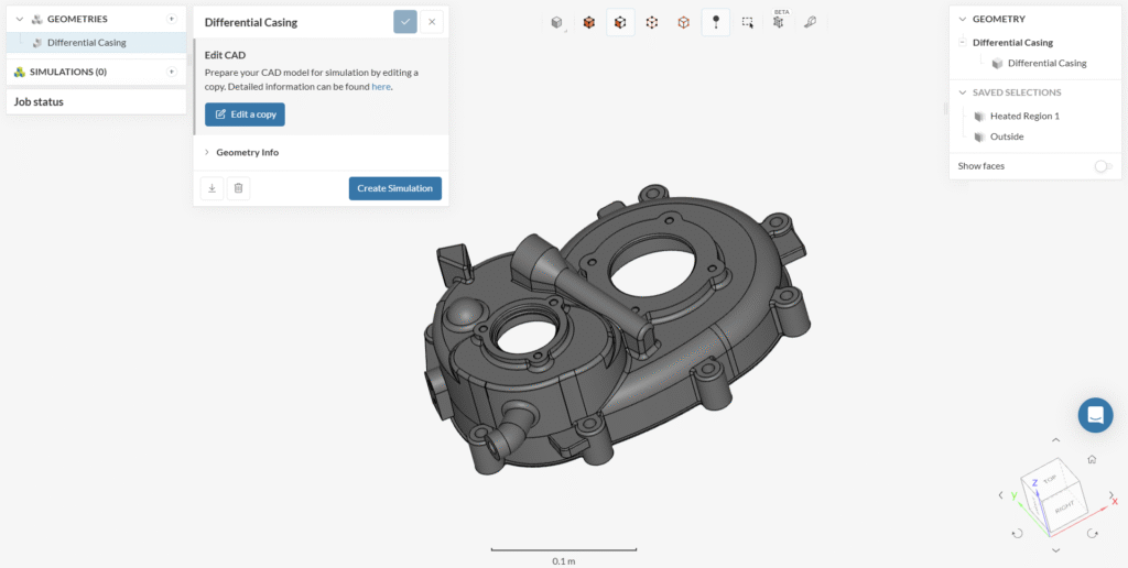 CAD model differential casing thermal simulation