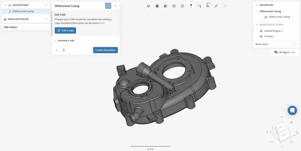 CAD model differential casing thermal simulation