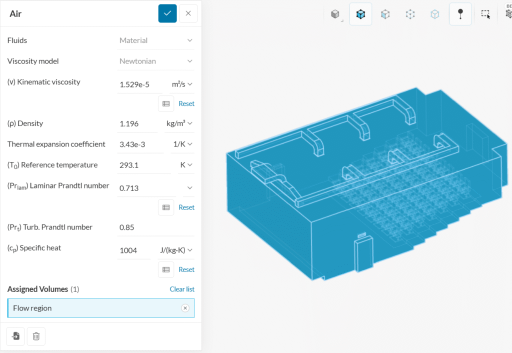 assigning a material to the flow region