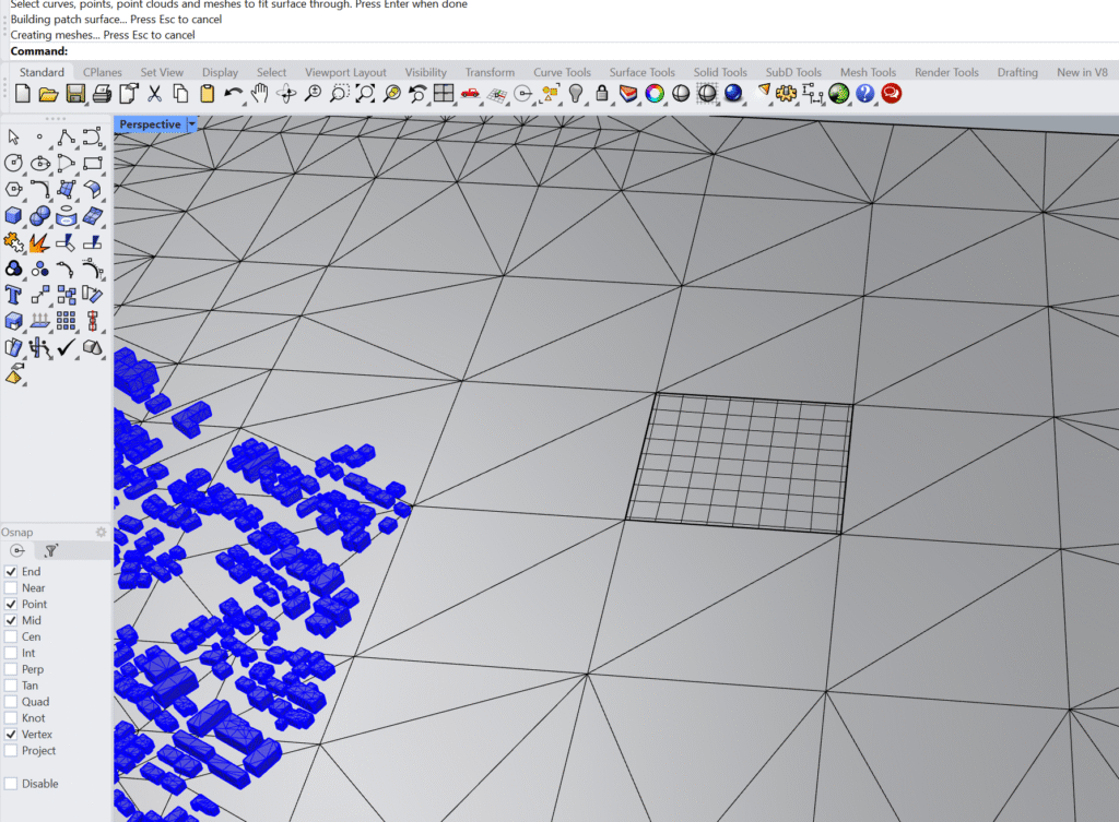 patch operation to close holes in the mesh